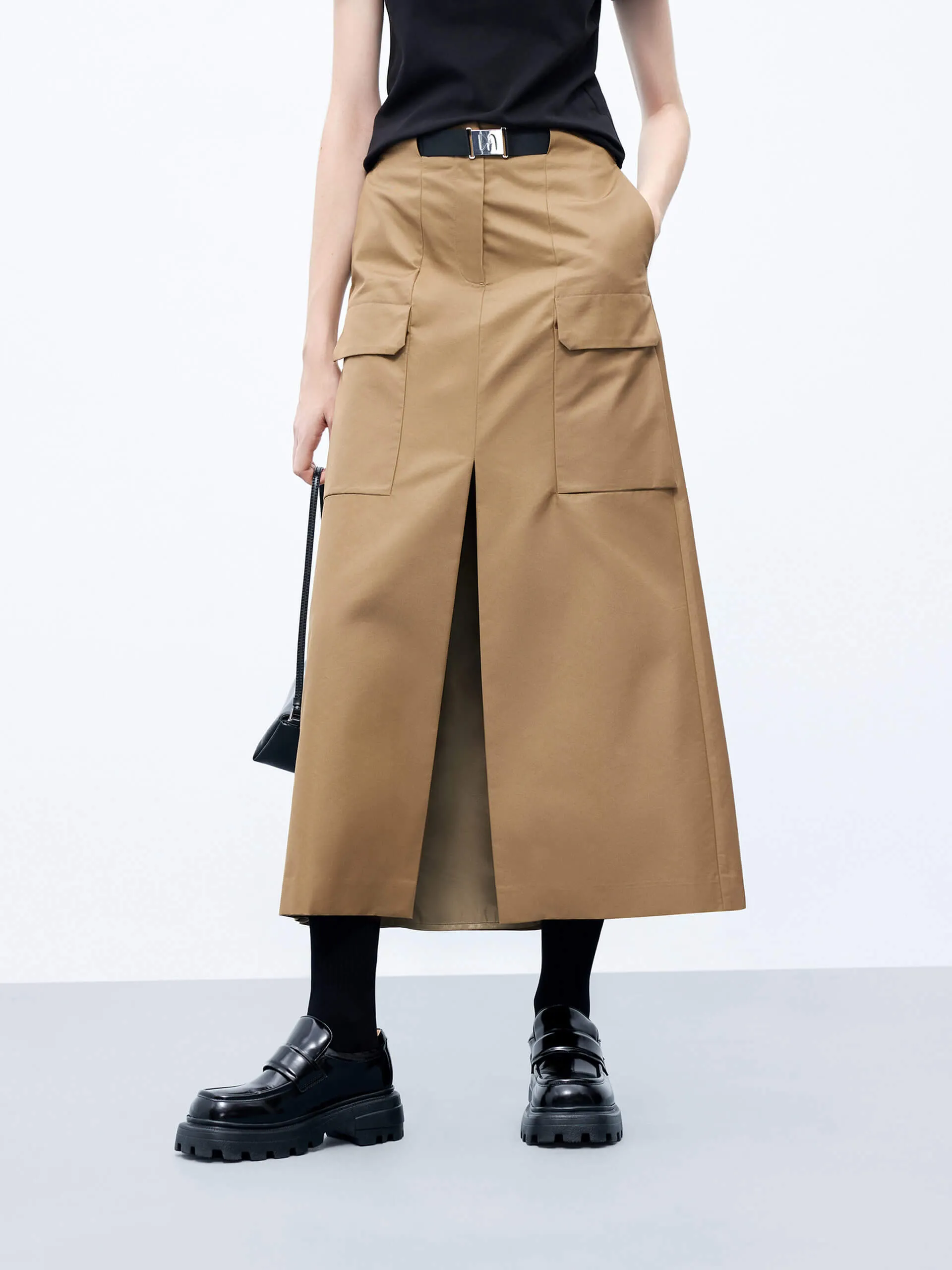 Front Slit Cargo Skirt