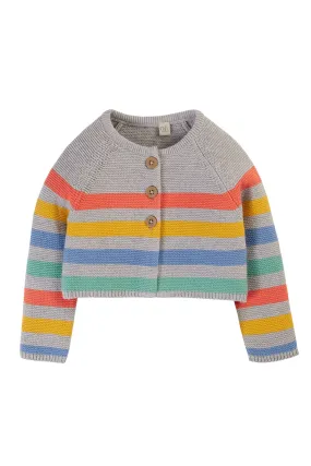 Frugi Bright As A Button Cardigan - Grey Marl Stripe