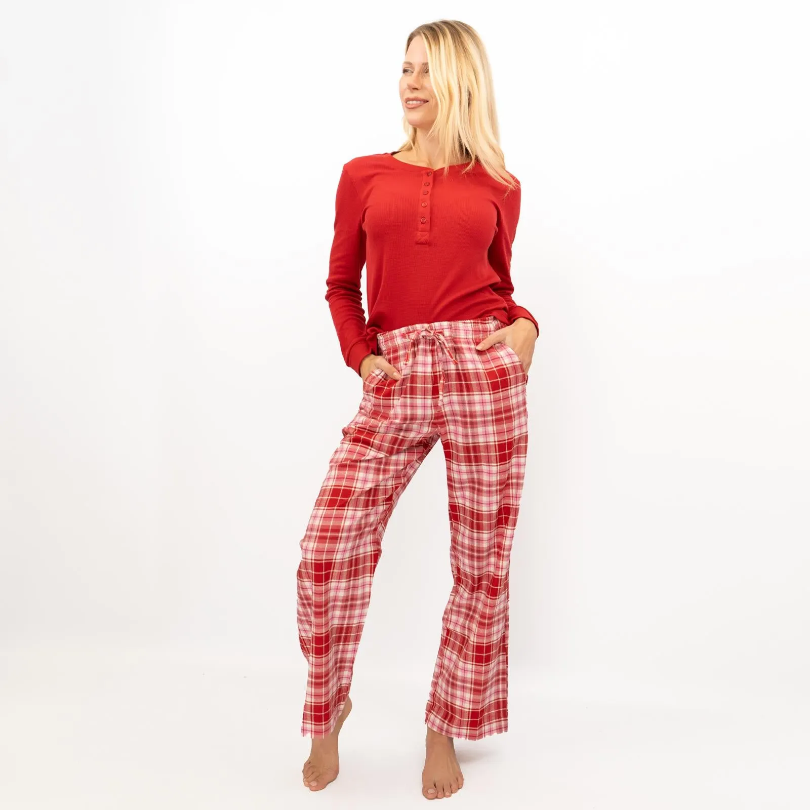 GAP Womens Flannel Sleep Set Pyjamas Red