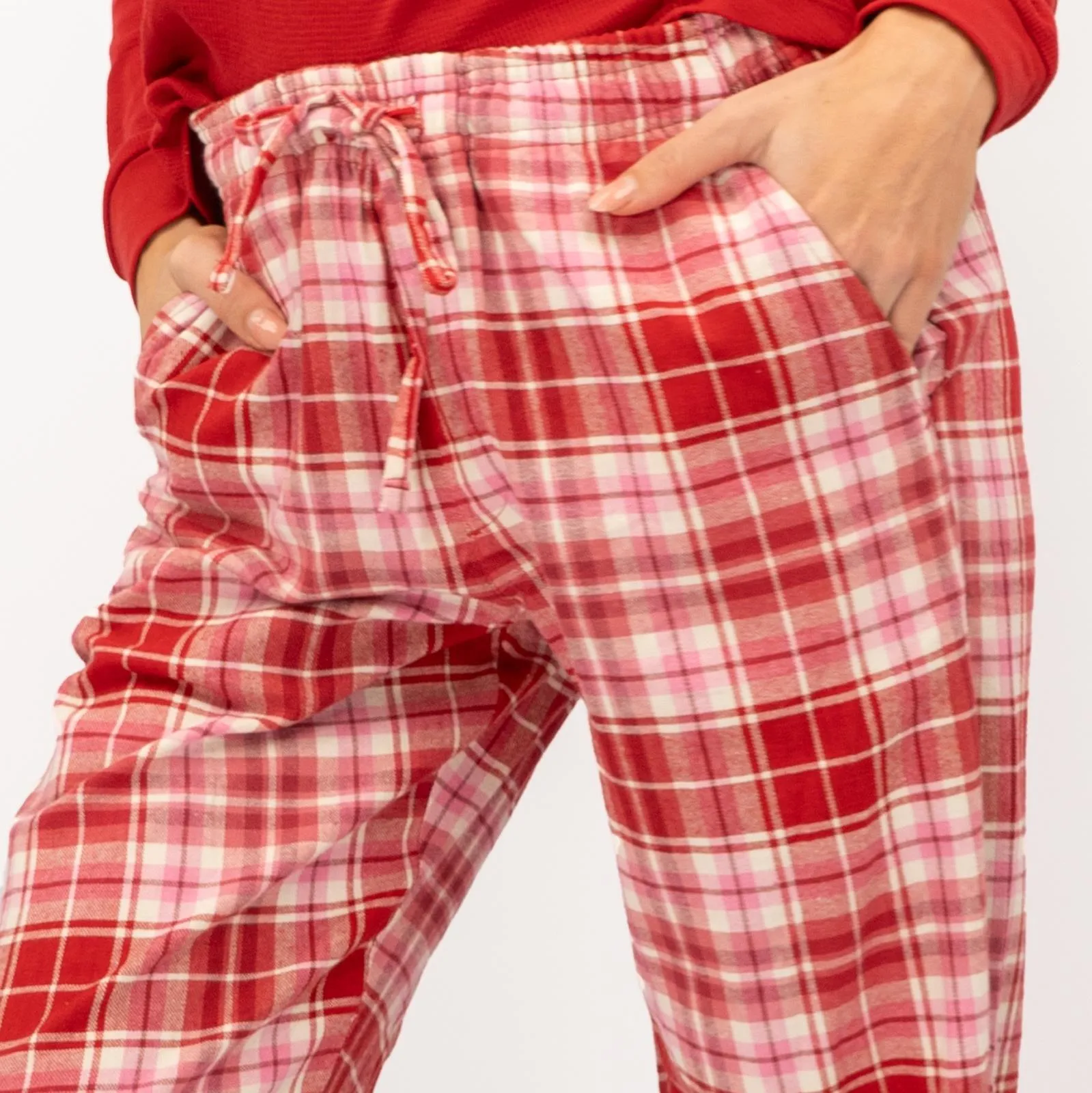 GAP Womens Flannel Sleep Set Pyjamas Red