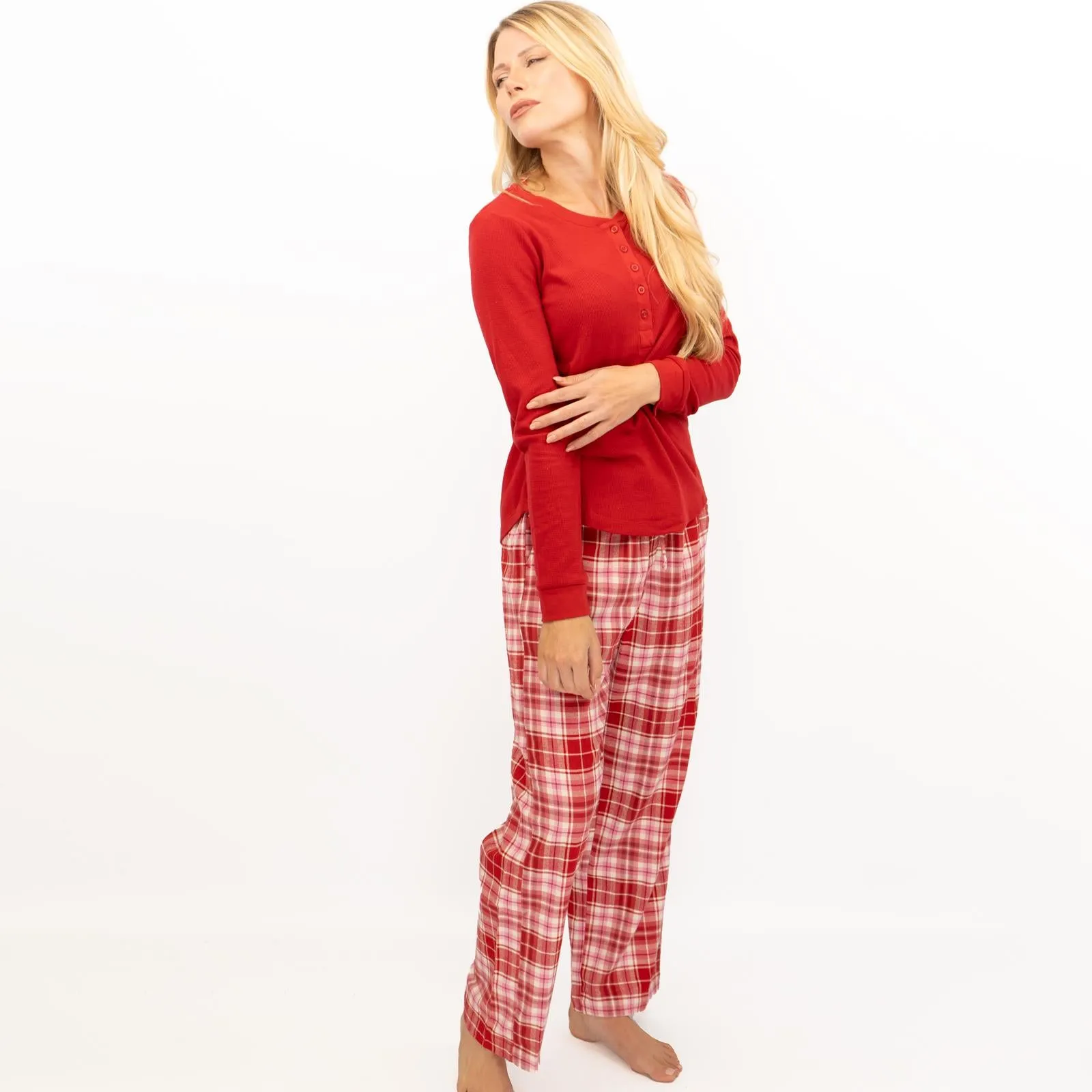 GAP Womens Flannel Sleep Set Pyjamas Red