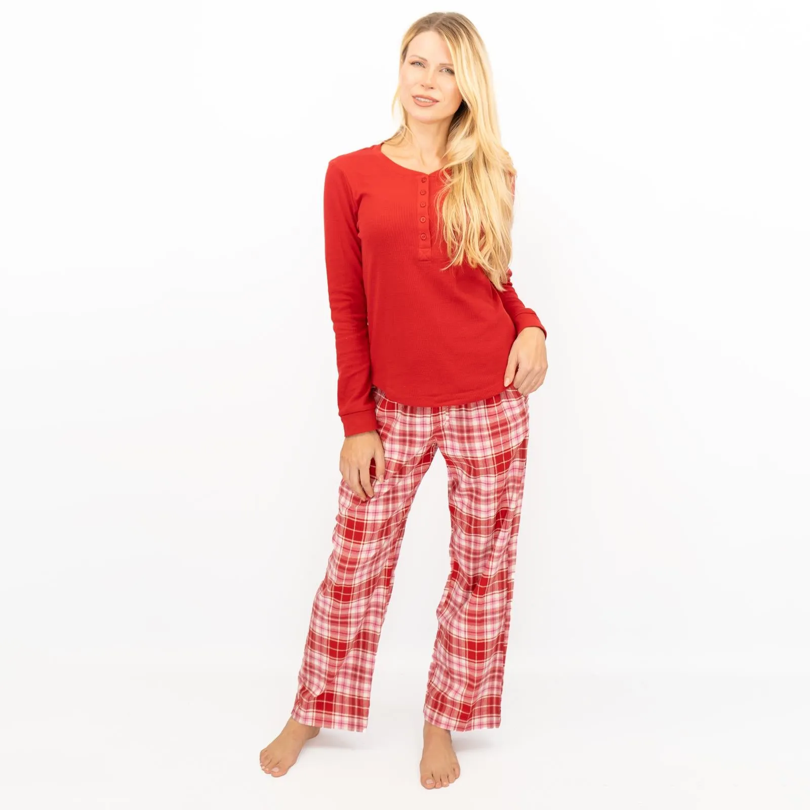 GAP Womens Flannel Sleep Set Pyjamas Red