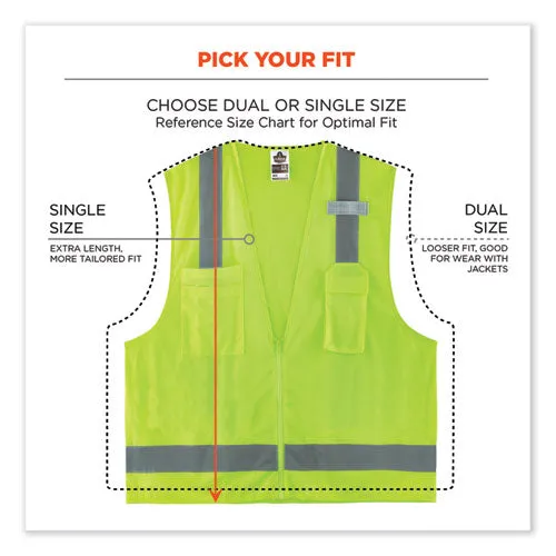 Glowear 8249z Class 2 Economy Surveyors Zipper Vest, Polyester, X-small, Lime, Ships In 1-3 Business Days