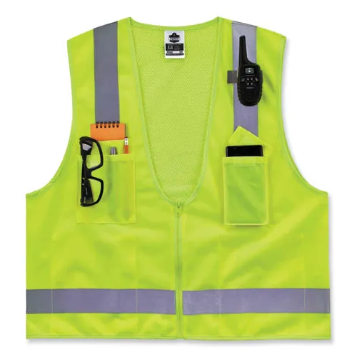 Glowear 8249z Class 2 Economy Surveyors Zipper Vest, Polyester, X-small, Lime, Ships In 1-3 Business Days