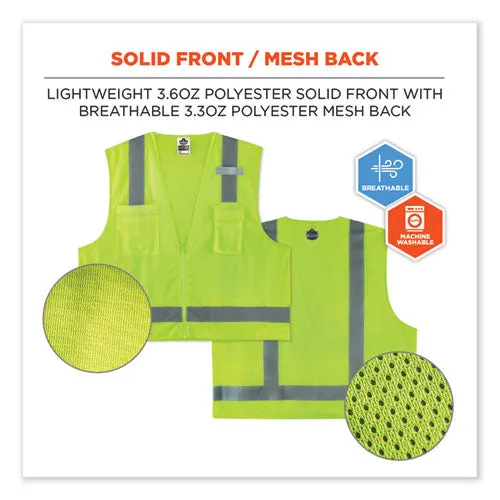 Glowear 8249z Class 2 Economy Surveyors Zipper Vest, Polyester, X-small, Lime, Ships In 1-3 Business Days