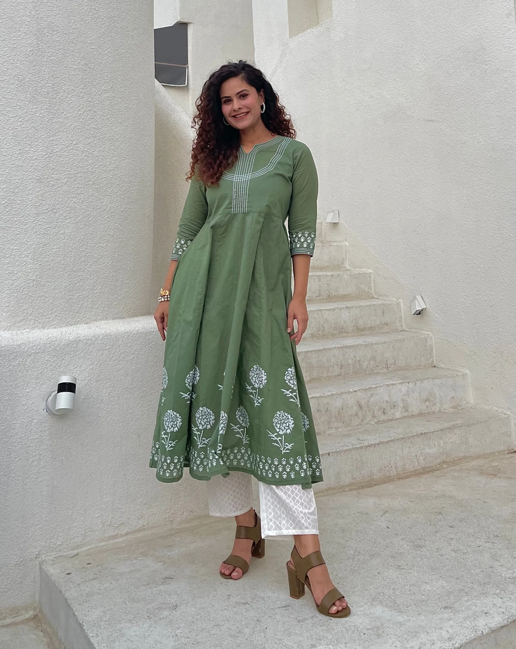 Green Anarkali kurta set