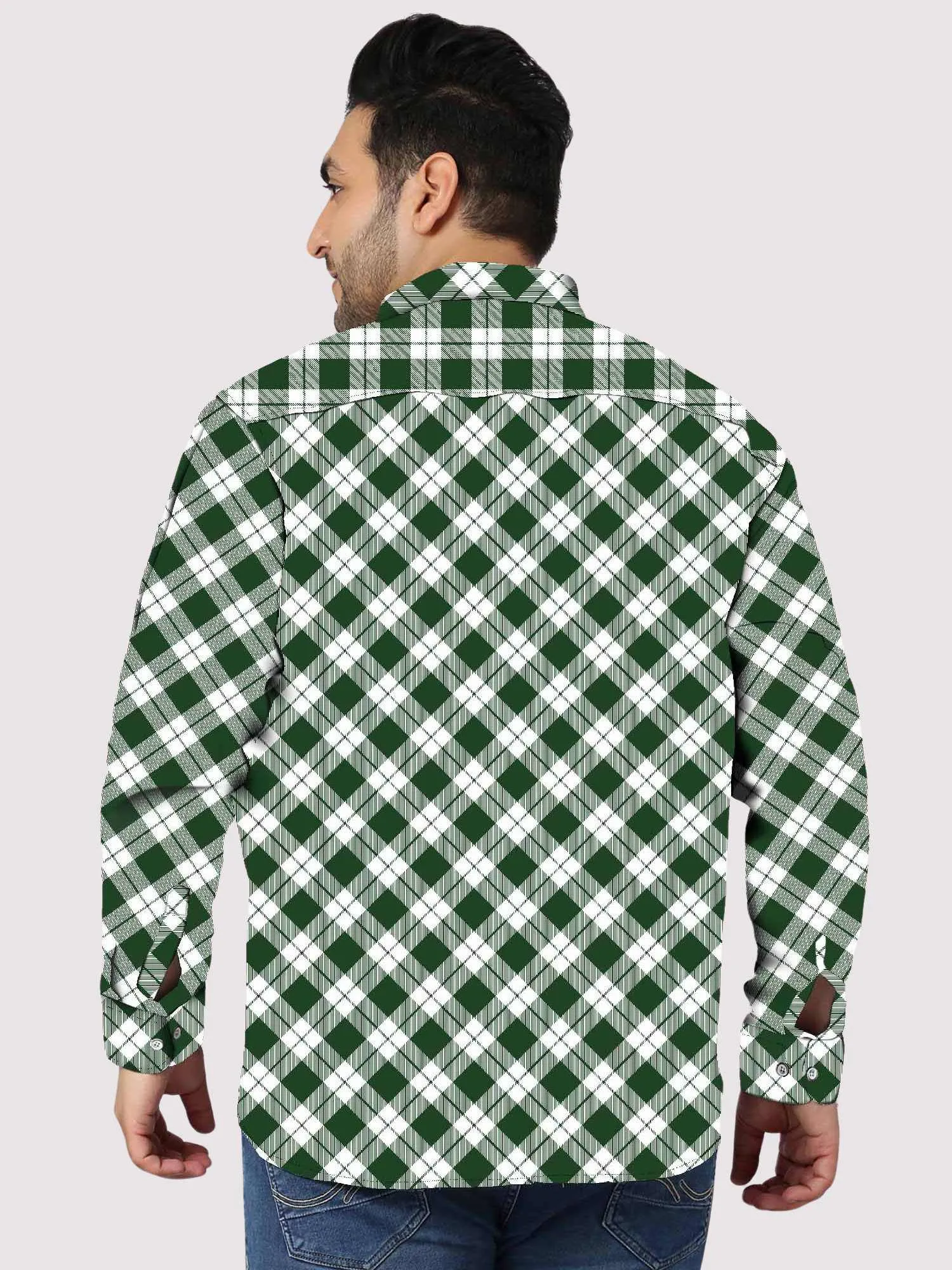 Green and white Checker Plus Size Full Shirt