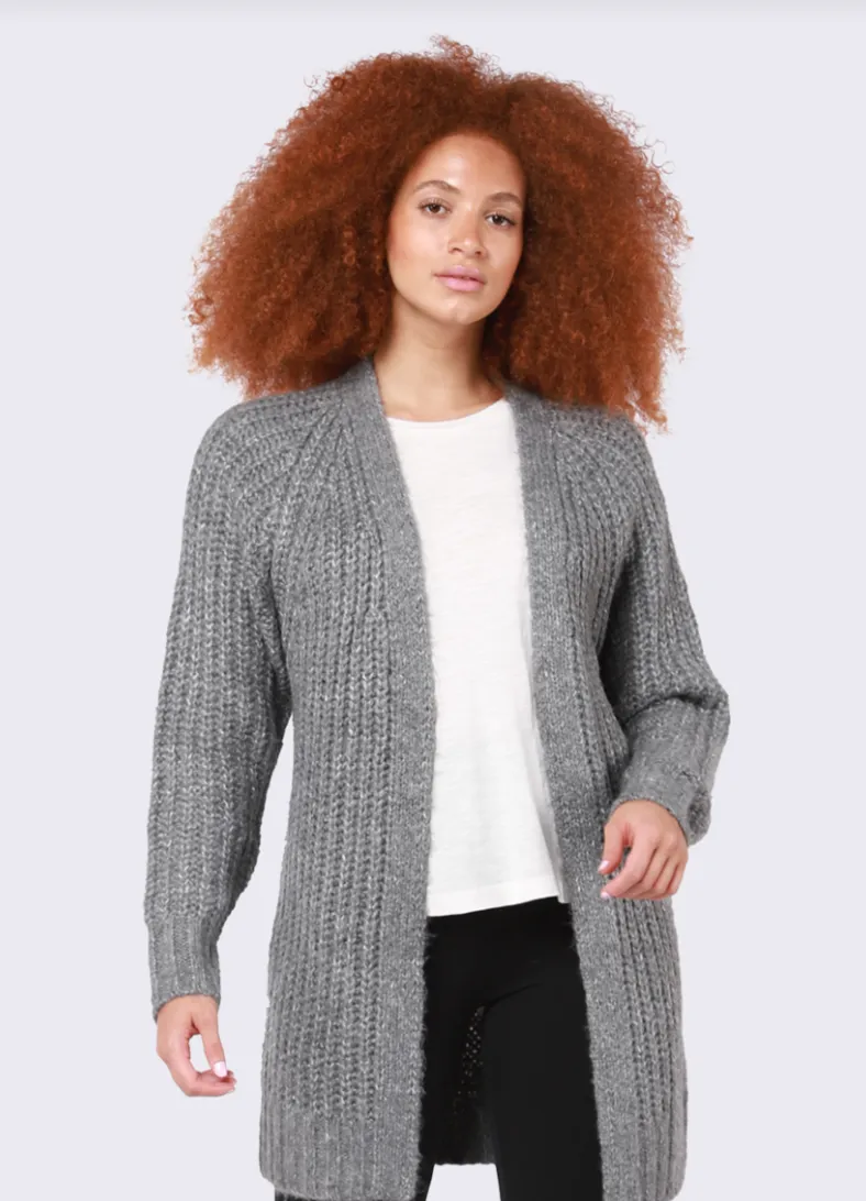 Grey Melange Cardigan Sweater