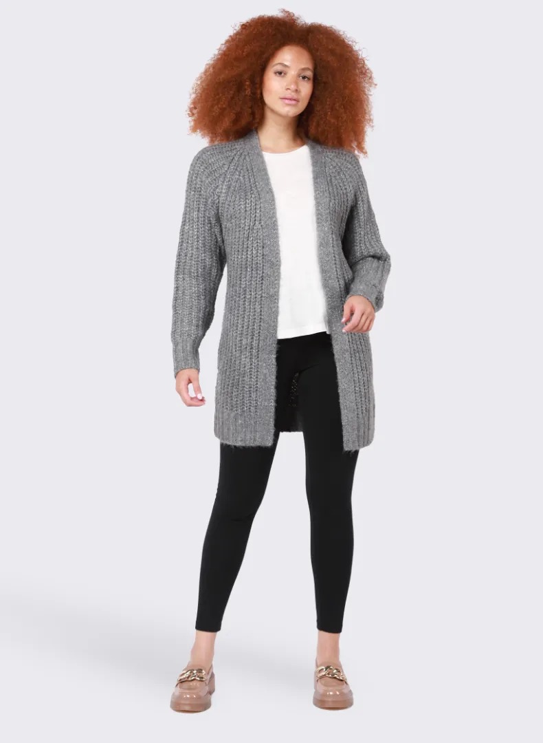 Grey Melange Cardigan Sweater