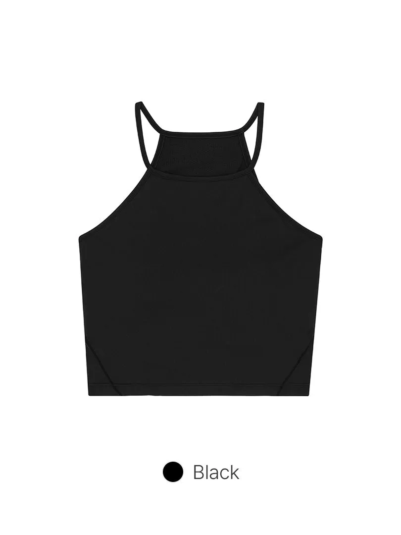 Halter Cropped Tank Top (with Pads)