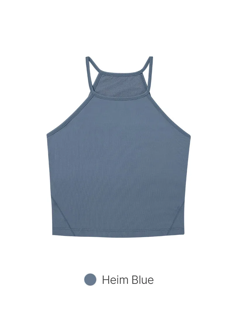 Halter Cropped Tank Top (with Pads)