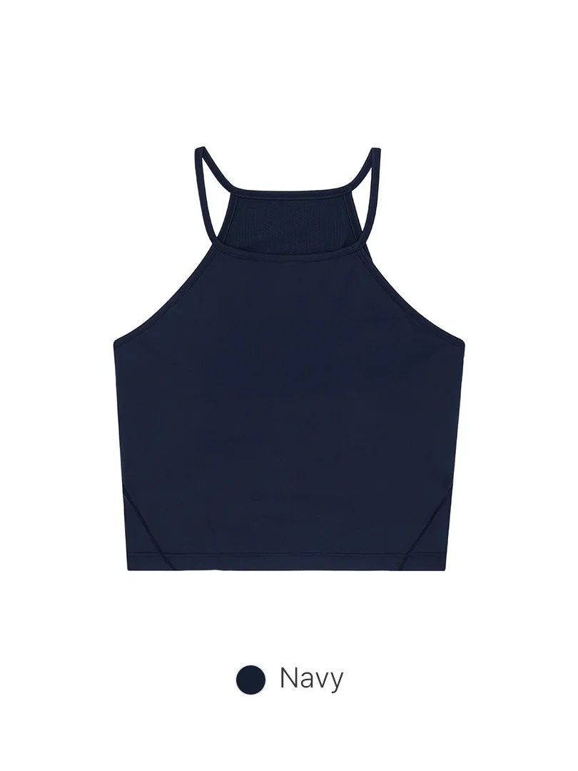 Halter Cropped Tank Top (with Pads)