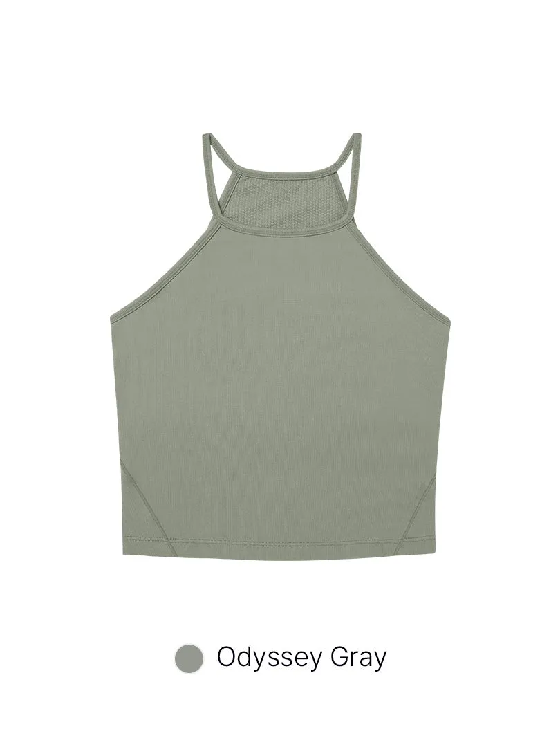 Halter Cropped Tank Top (with Pads)