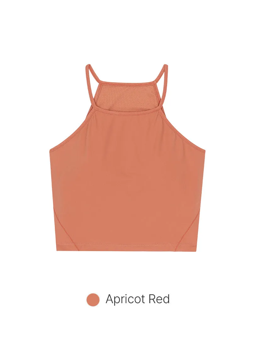 Halter Cropped Tank Top (with Pads)