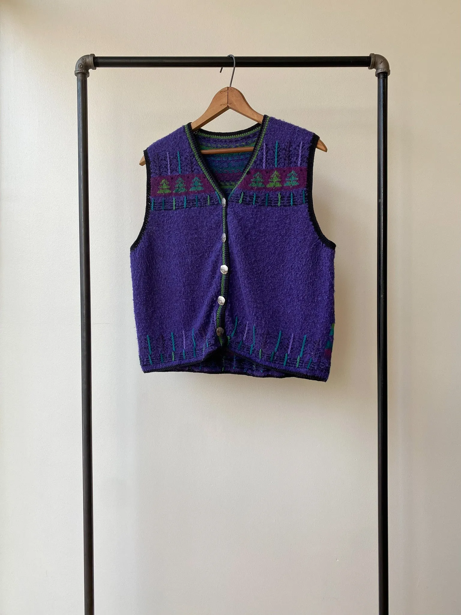 Hand Knit Wool Sweater Vest—[M]