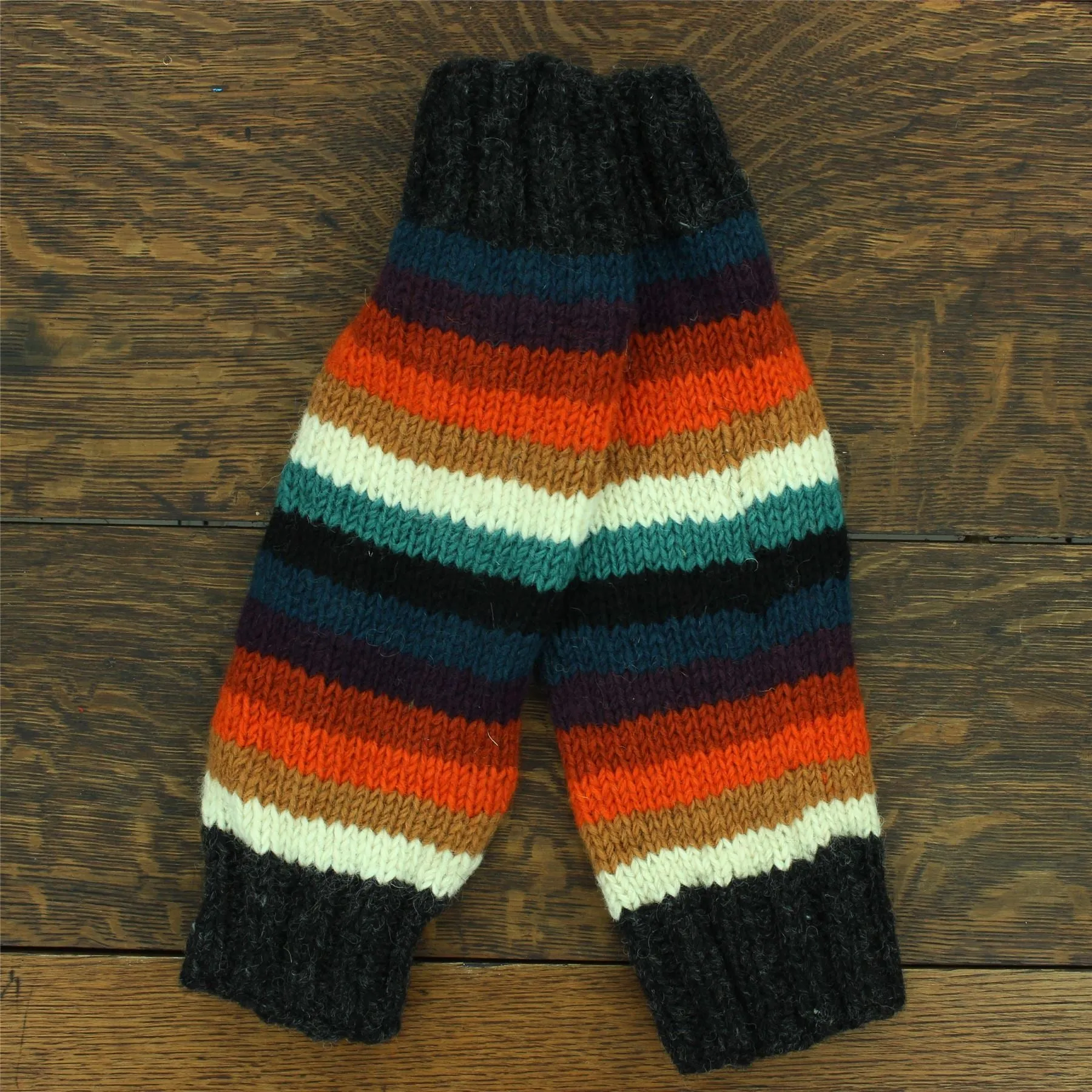 Hand Knitted Wool Leg Warmers - Stripe Anu