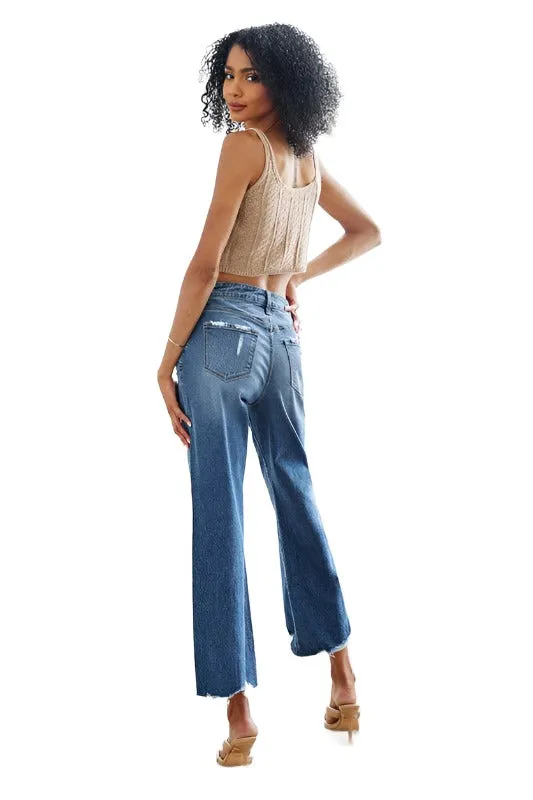 High Rise Slim Wide Leg Jeans