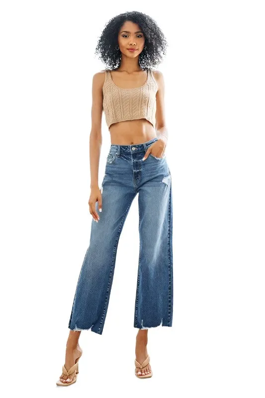 High Rise Slim Wide Leg Jeans