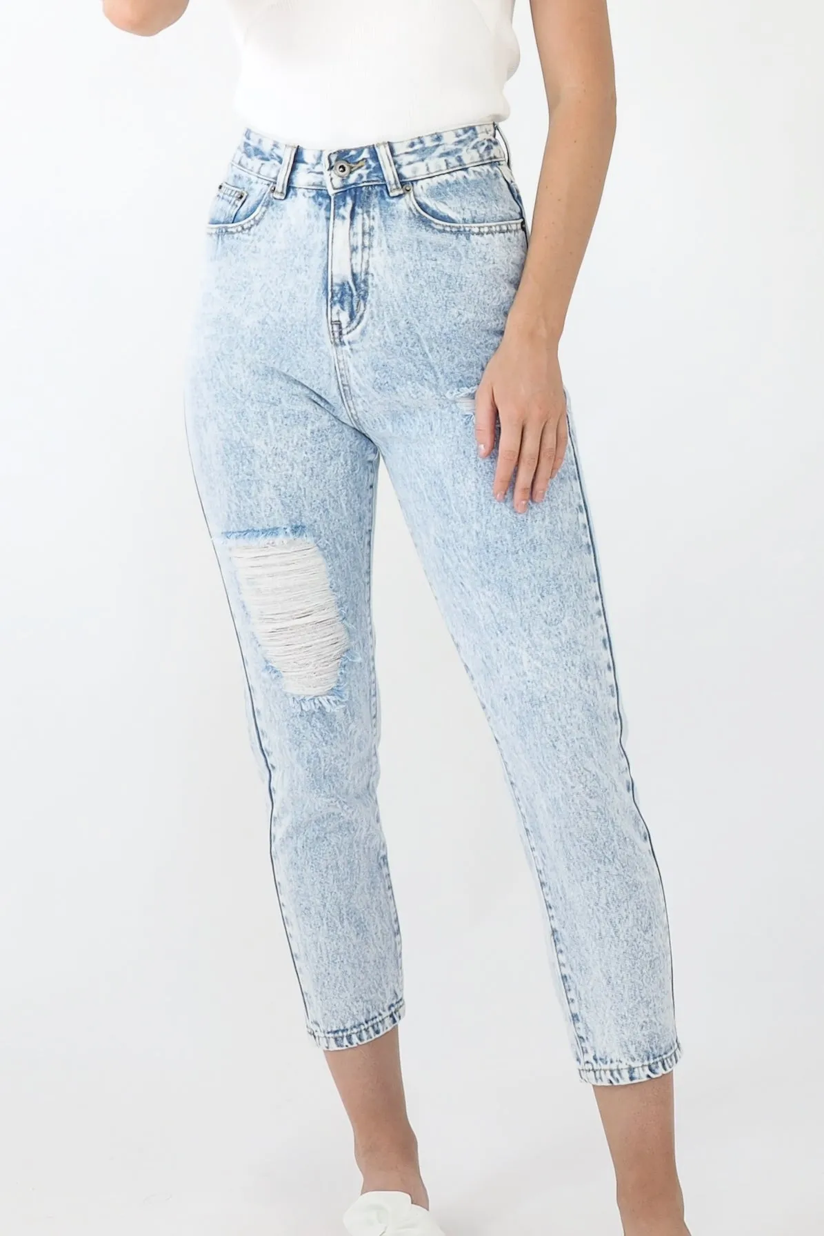 High Waisted Denim jeans- Light Blue