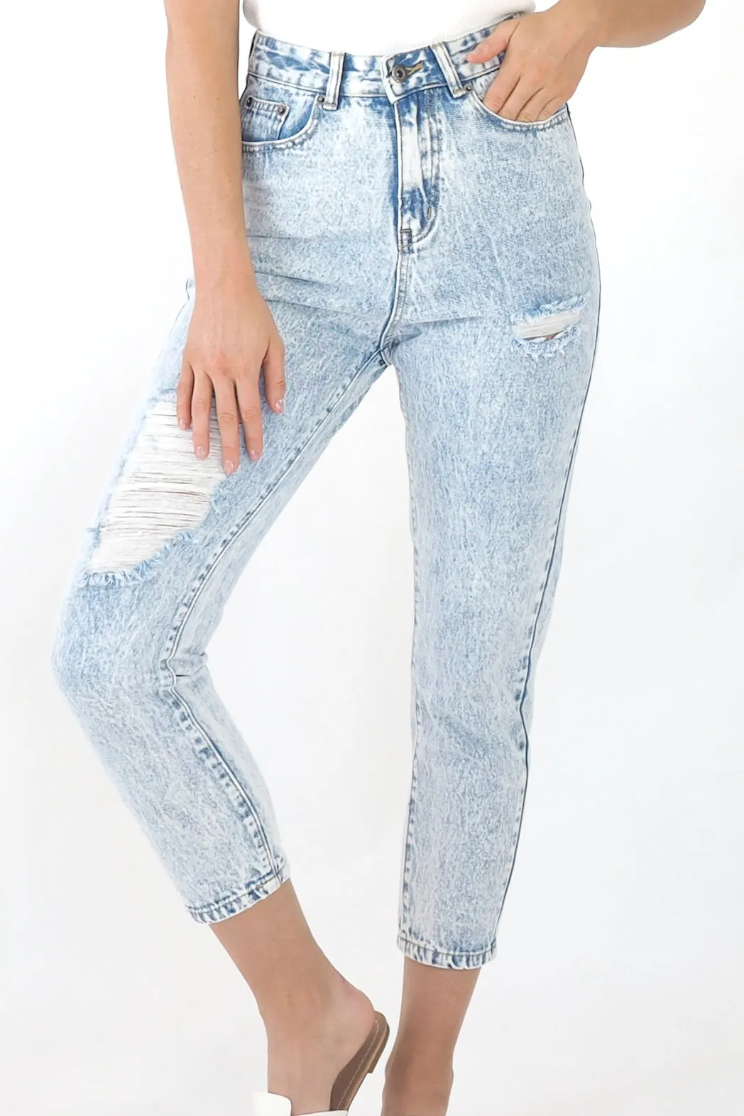 High Waisted Denim jeans- Light Blue