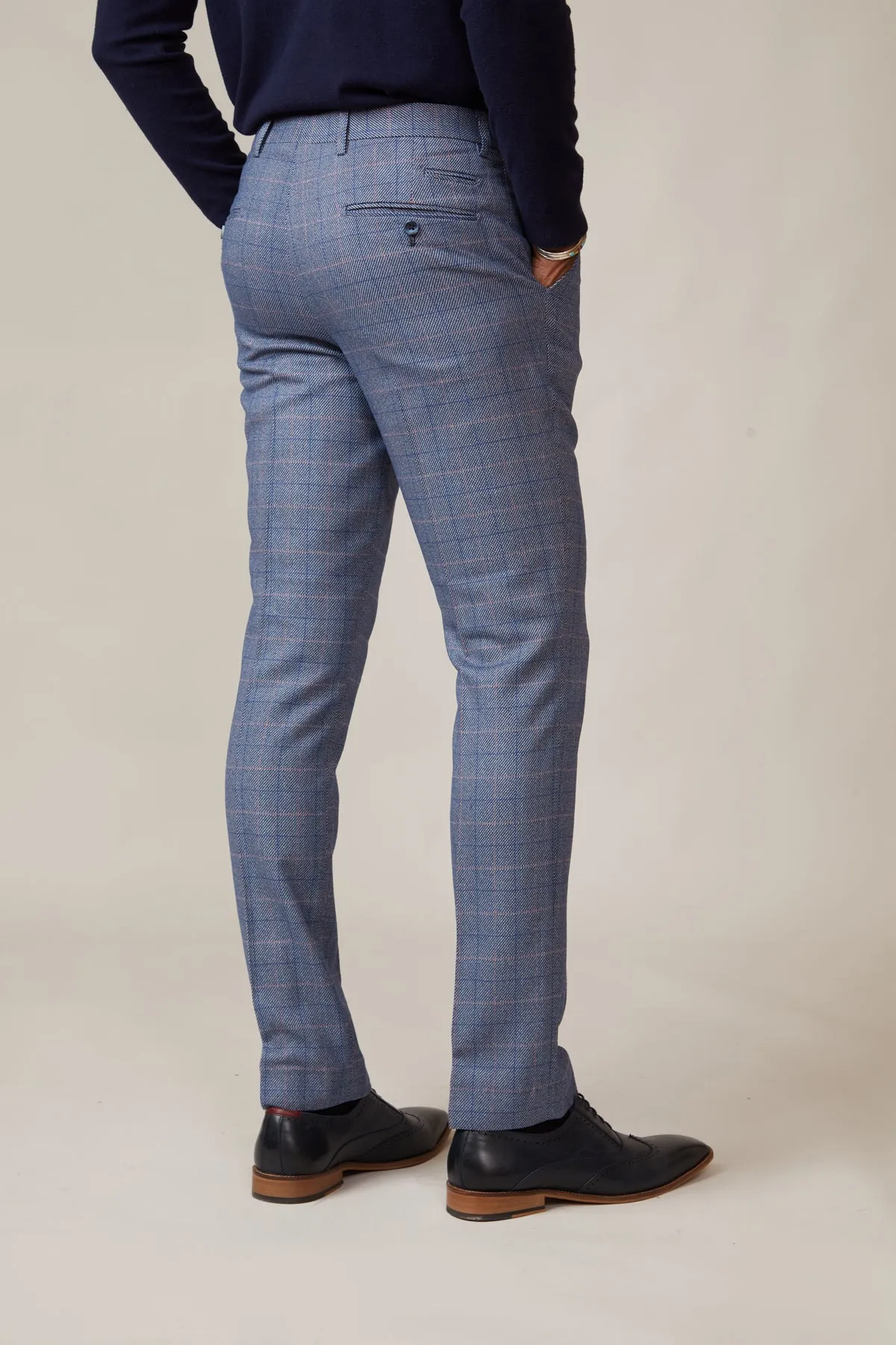 HILTON - Blue Tweed Suit with Single Breasted Waistcoat