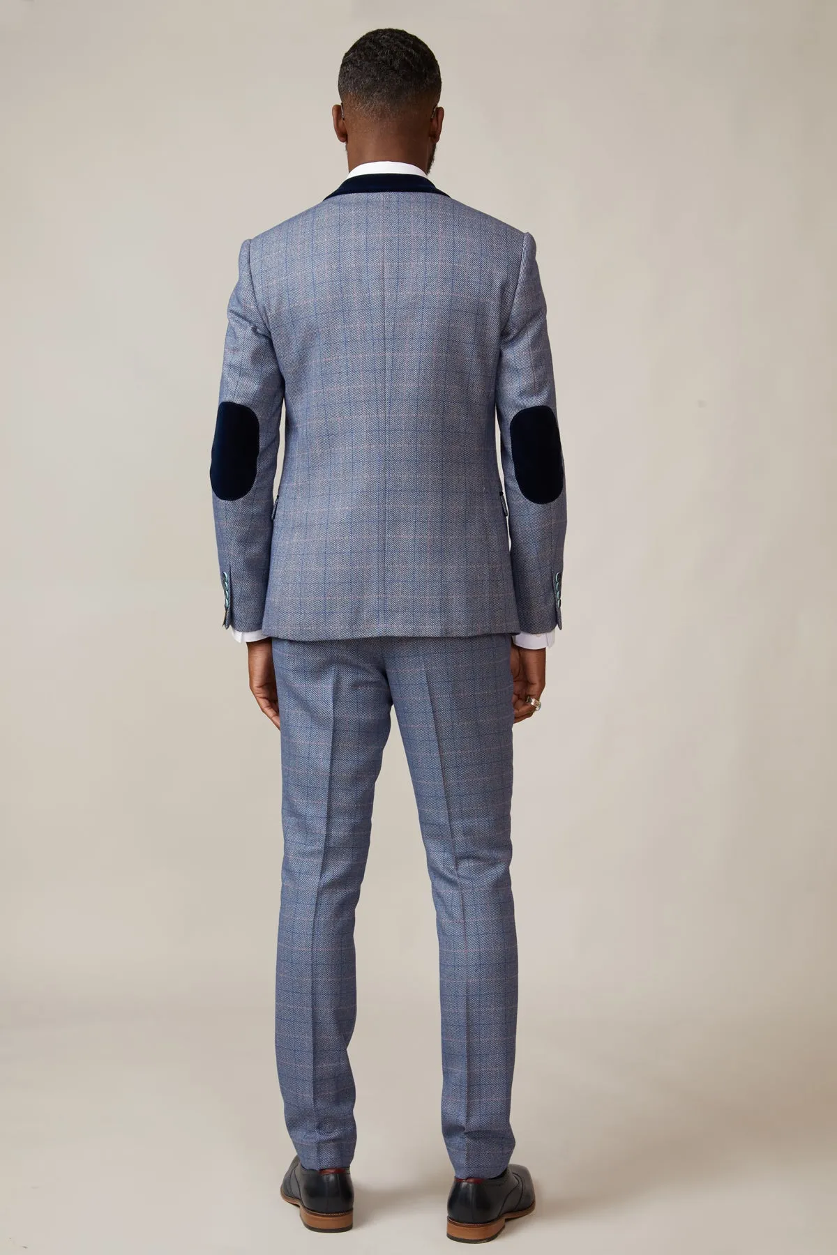 HILTON - Blue Tweed Suit with Single Breasted Waistcoat