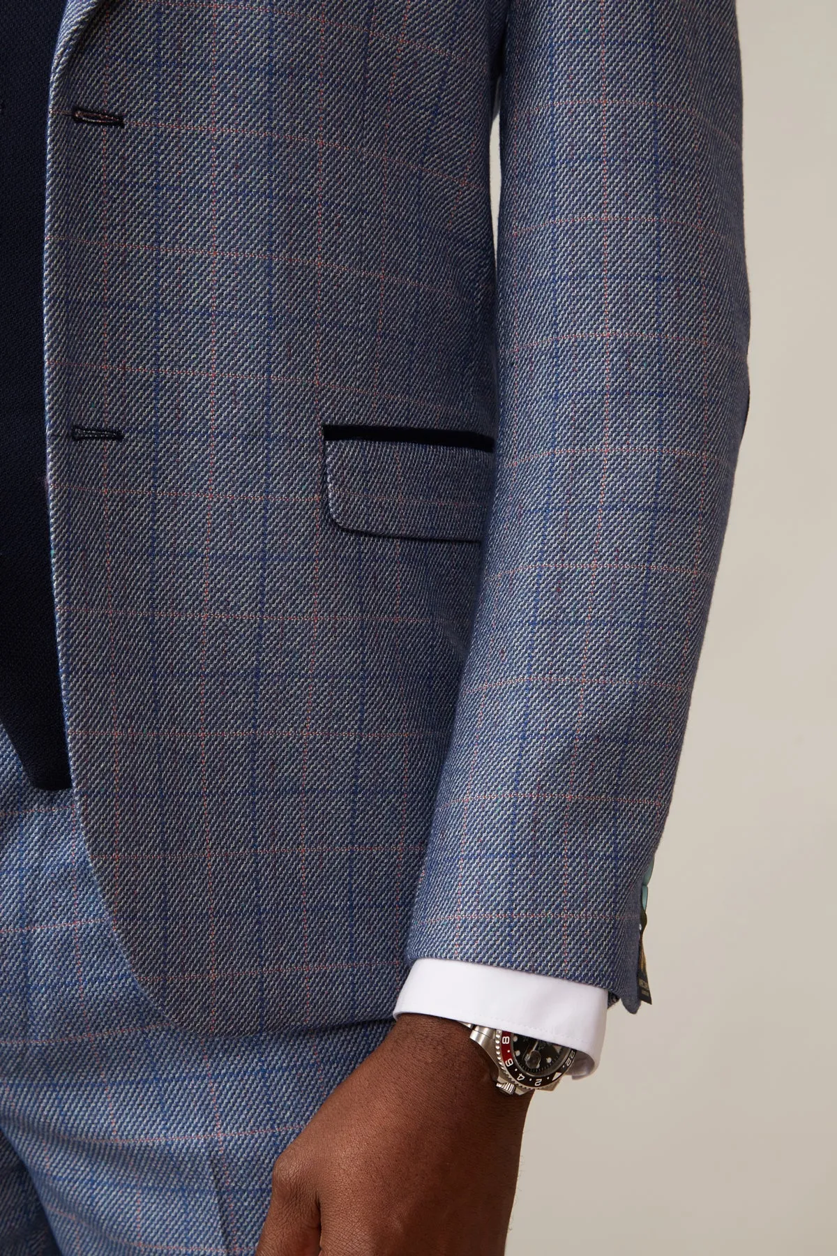 HILTON - Blue Tweed Suit with Single Breasted Waistcoat