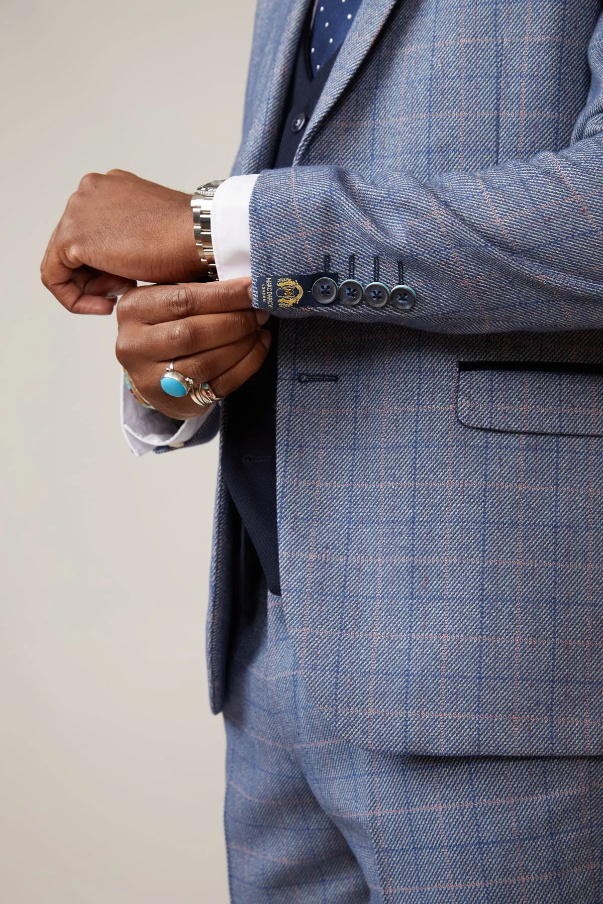 HILTON - Blue Tweed Suit with Single Breasted Waistcoat