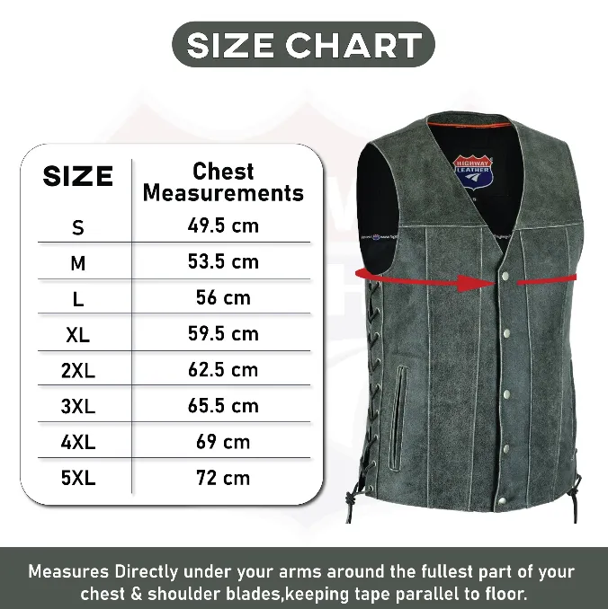 HL2611Grey Straight bottom Gray Gun pocket Leather Vest