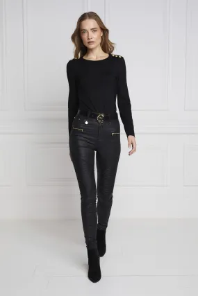 Holland Cooper Coated Biker Jean in Black