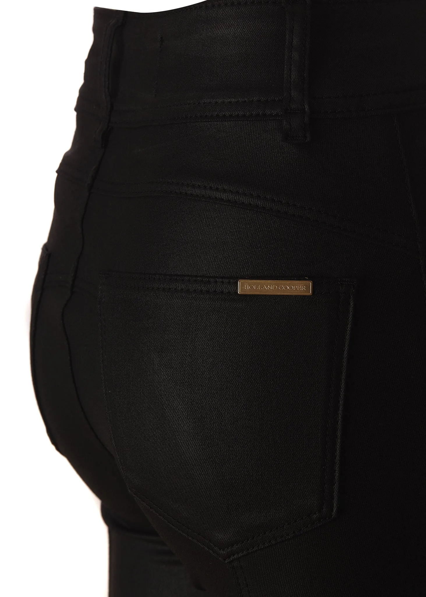 Holland Cooper Coated Biker Jean in Black