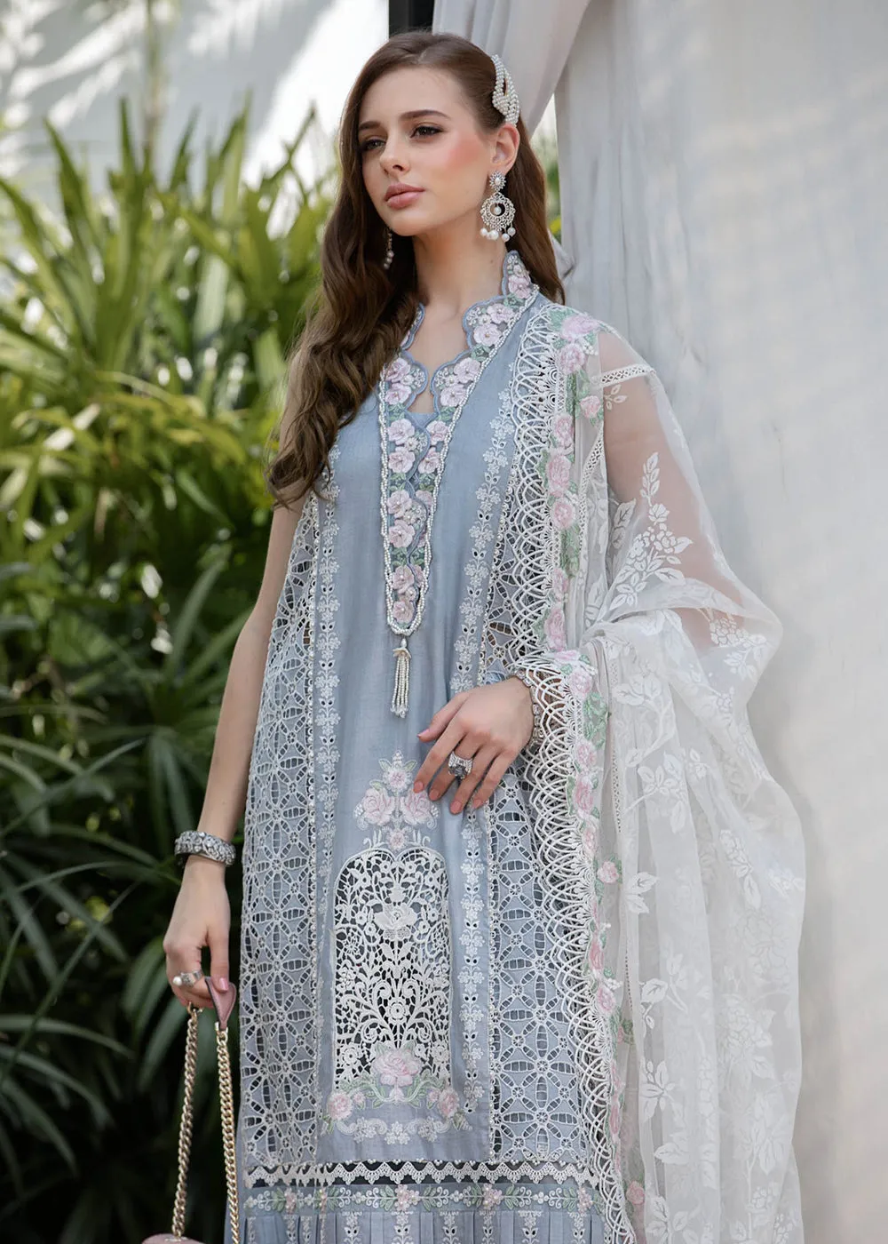 Ice Blue Embroidered Suit - Maria B Lawn Eid Collection 2023 - EL-23-10