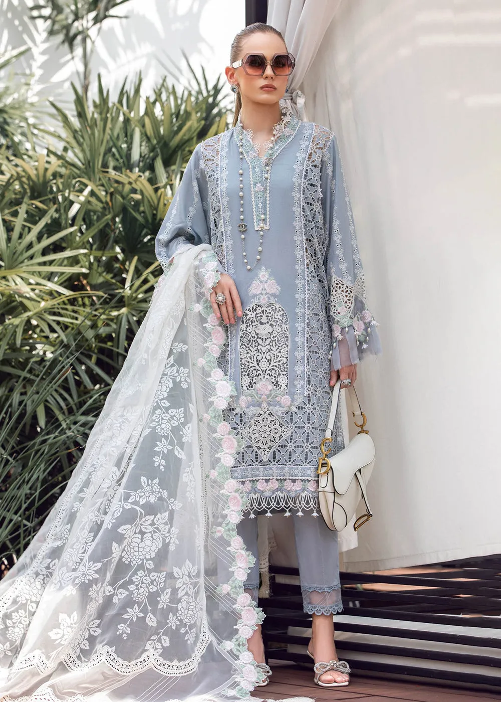 Ice Blue Embroidered Suit - Maria B Lawn Eid Collection 2023 - EL-23-10