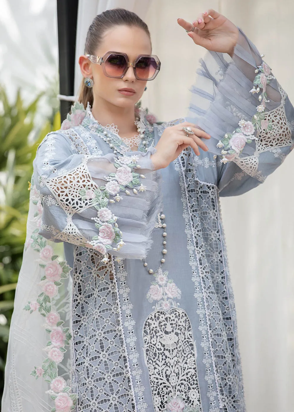 Ice Blue Embroidered Suit - Maria B Lawn Eid Collection 2023 - EL-23-10