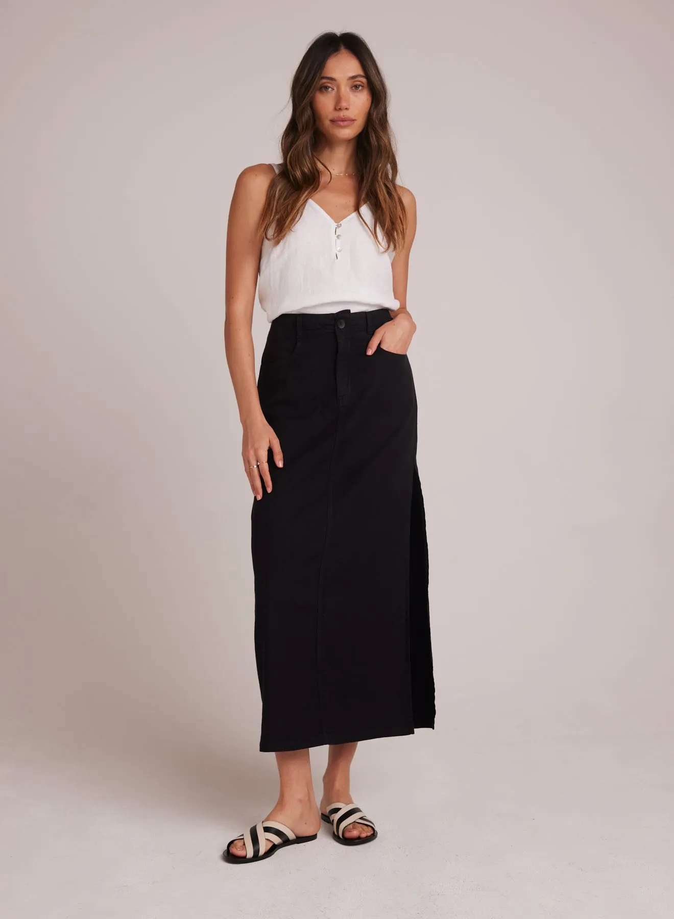 Indigo Side Slit Skirt - Black