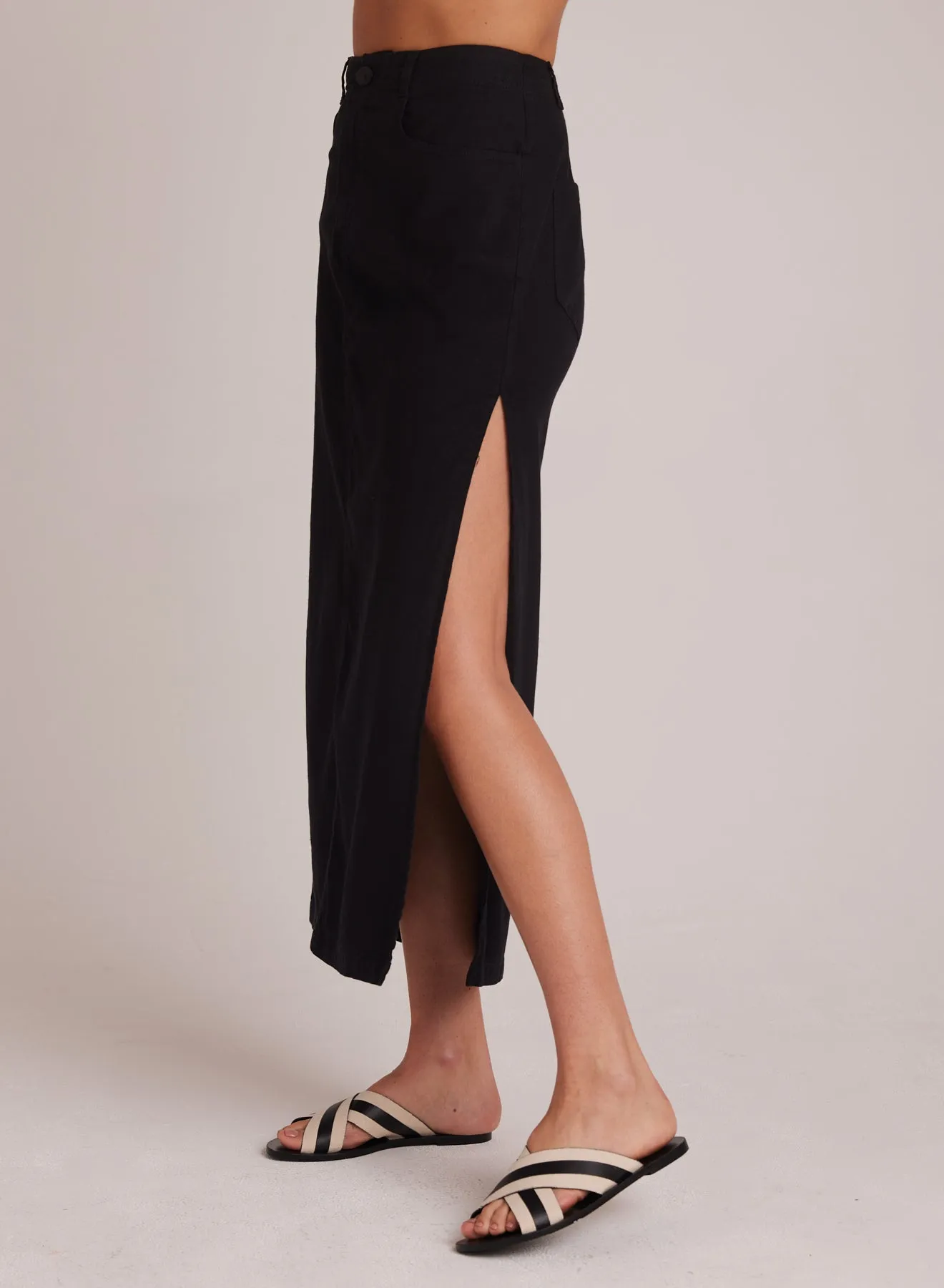 Indigo Side Slit Skirt - Black