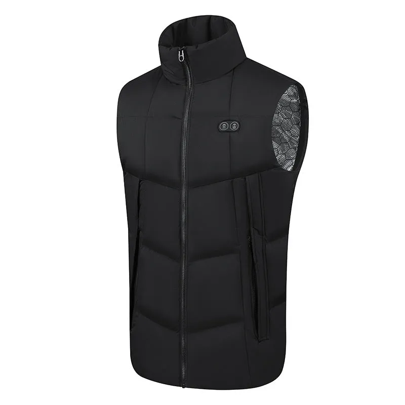 Intelligent temperature control heating vest for winter, electrically heated vest with dual control heating vest for men