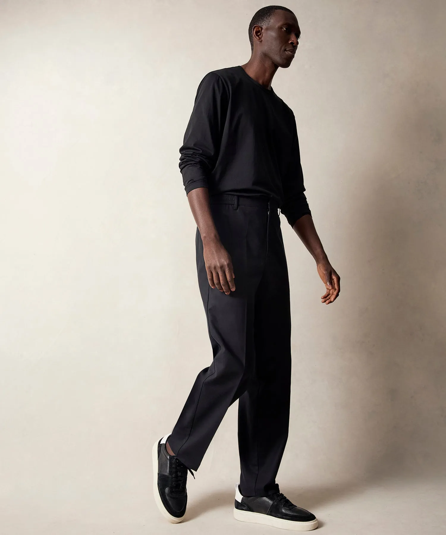 Italian Cotton Gramercy Trouser in Black