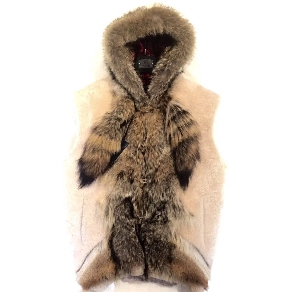 Jakewood Men's Plush Fox Tail Shearling Vest