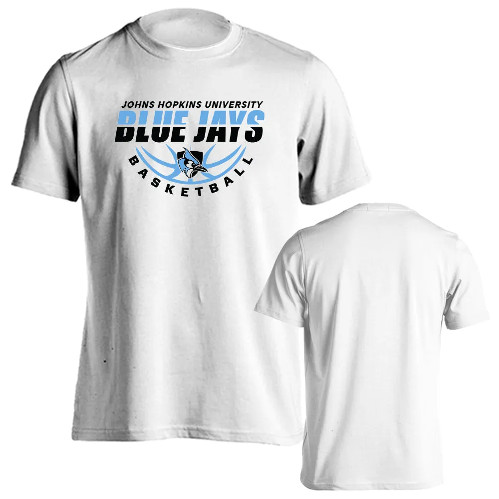 Johns Hopkins University Blue Jays Basketball Laces Logo Short Sleeve T-shirt