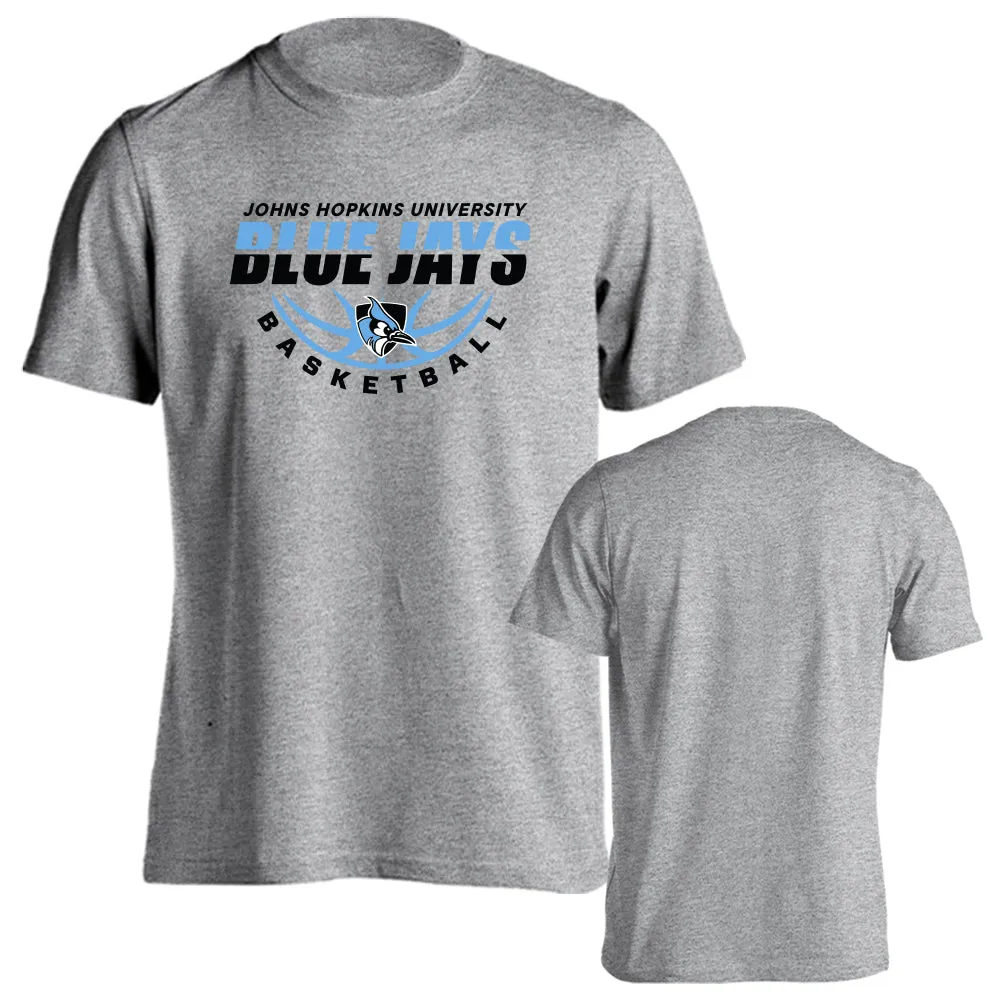 Johns Hopkins University Blue Jays Basketball Laces Logo Short Sleeve T-shirt