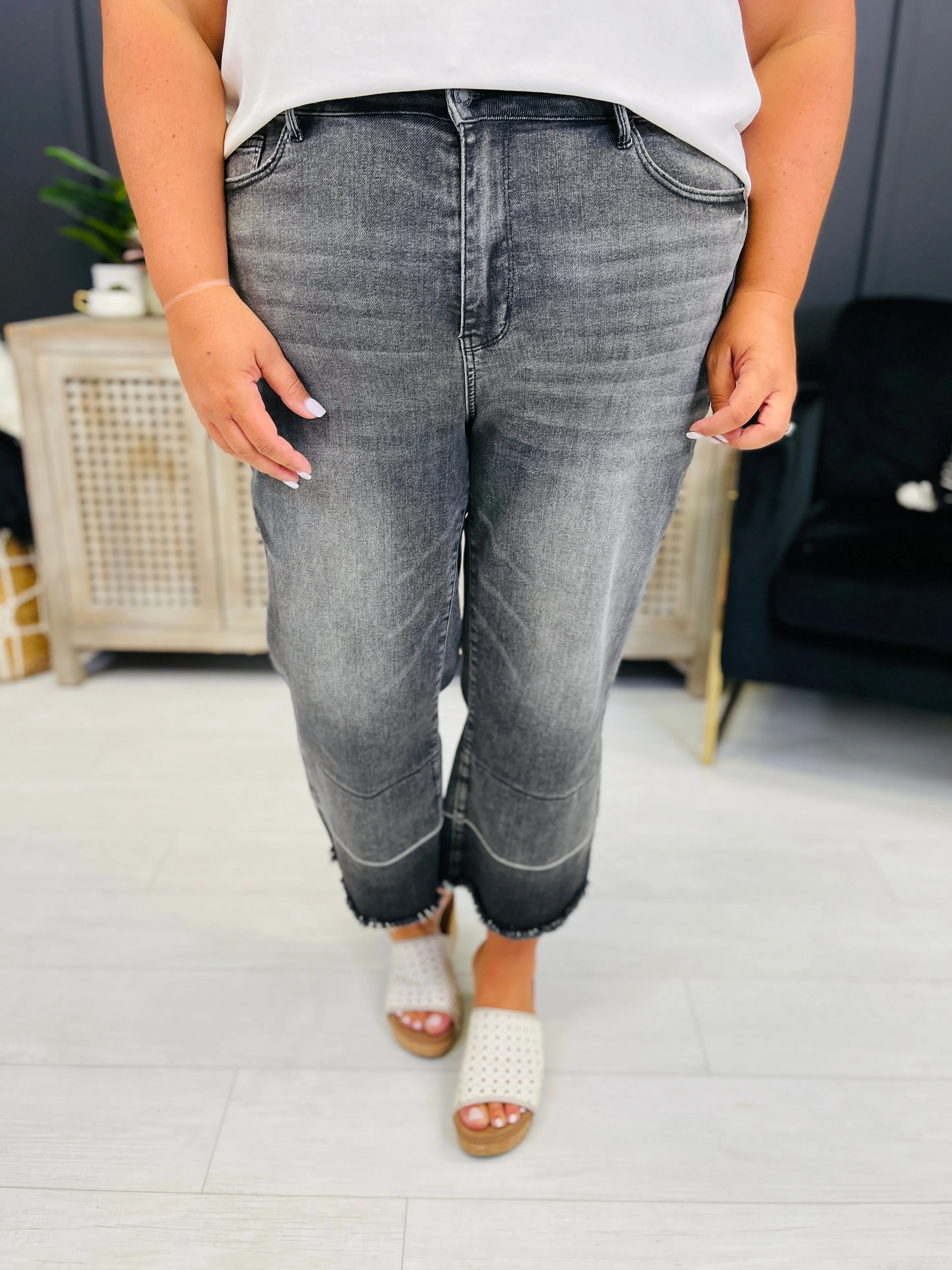 Judy Blue REG/CURVY Shades of Gray Cropped Wide Leg Jeans