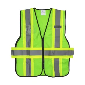 Karat High Visibility Reflective Safety Vest with Zipper Fastening (Green), Large - 1 pc