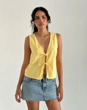 Kayve Tie Front Top in Lemonade