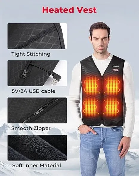 KEMIMOTO Lightweight Heated Vest for Men with Battery Pack Included