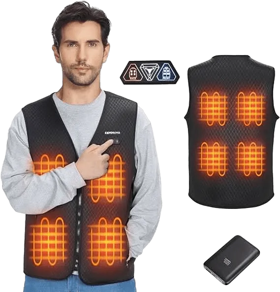 KEMIMOTO Lightweight Heated Vest for Men with Battery Pack Included