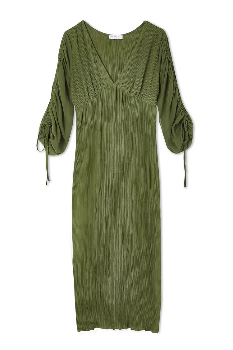 Khaki Celia Plisse Dress