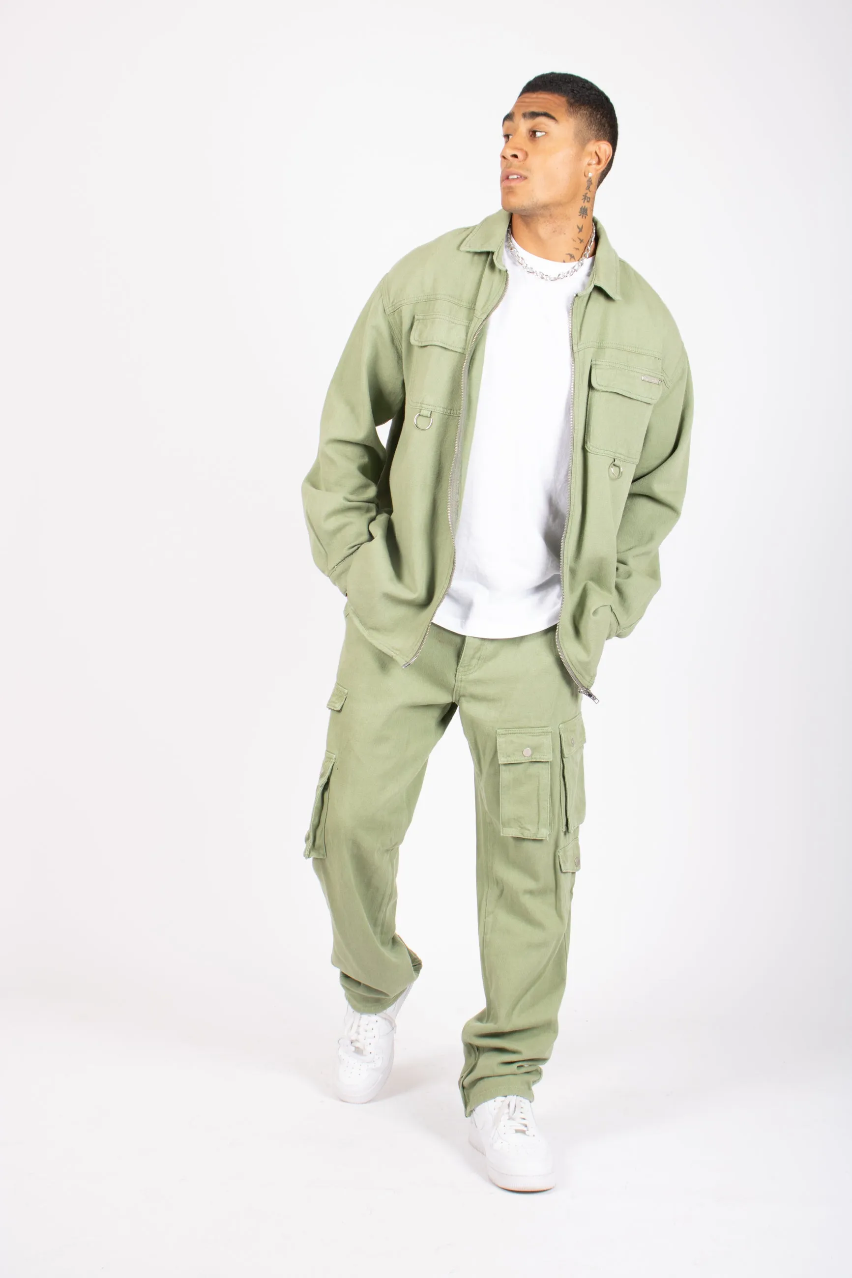 Khaki Relaxed Fit Utility Cargo Trousers