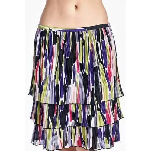 Larry Levine Layered Pleated Skirt