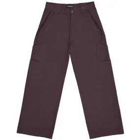 Layered side pocket cotton pants dark brown